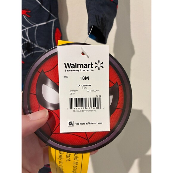 NWT Marvel Spiderman 2-Piece Black Viscose Pajama Set - 18M - Picture 3 of 3